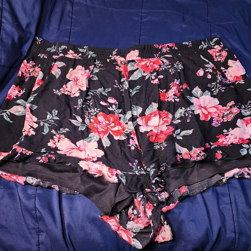 Torrid Black and Pink High Waist Floral Shorts